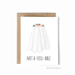 aVEILable l Hochzeitskarte, Punny Hochzeitskarte, Verlobungskarte, süße Hochzeitskarte, Braut zu sein Karte, Herzlichen Glückwunsch Hochzeitskarte