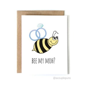 Maid Of Honor Vorschlag Karte / / Will Sie Bee My MOH / / Trauzeugin Geschenk / / Bridal Party / / Bee Maid Of Honor Karte / / Biene Wortspiel / / MOH Karte