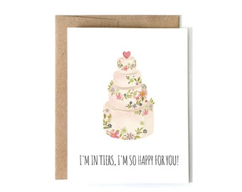 Carte de gâteau de mariage l Cake in Tiers Card, carte de mariage amusante, carte pour les mariés