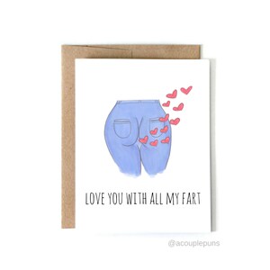 Love You With My Fart // Valentijnsdag kaart, grappige Valentijn, Valentijnsdag kaart voor echtgenoot, scheet Valentijnsdag kaart, grappige scheet kaart