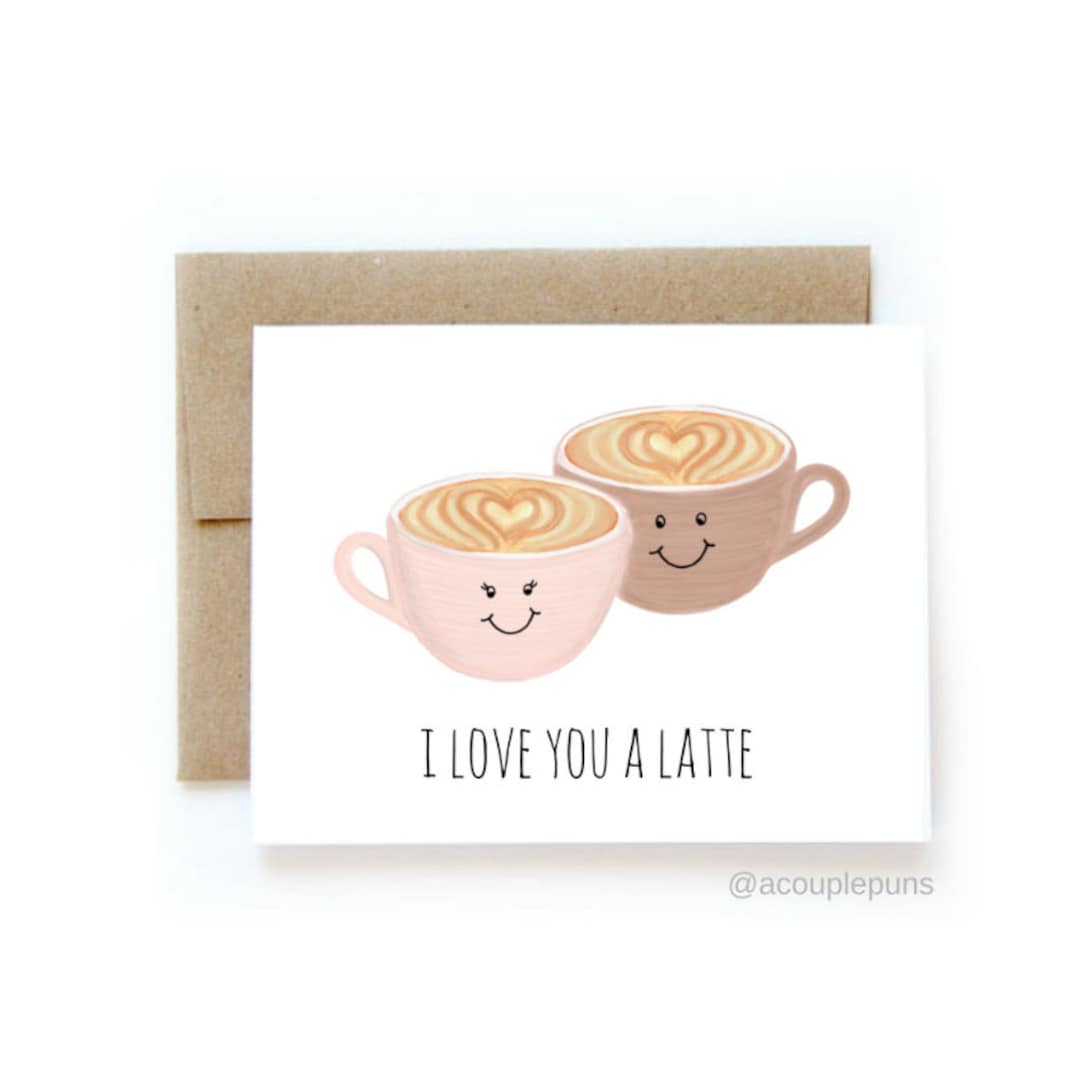 Love You A Latte Couple // Coffee Card, Coffee Gift, Coffee Lover Gift