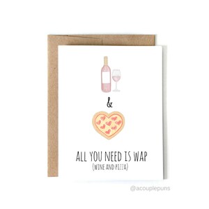 WAP Valentine // Valentijnsdag Kaart, Grappige Valentijn, Valentijnsdag Kaart voor Vriend, Galentine's Day Card, Wijn Valentijn, pizza kaart