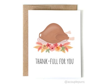 ThankFULL l Thanksgiving Card, Friendsgiving Card, Thanksgiving Gift, Thanksgiving Gift Ideas, Turkey Card, Thanksgiving Cards, Thanksgiving