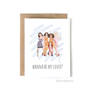 Saint-Valentin « Wanna be my Lover » Spice Girls | Carte de jeu de mots drôle de musique pop des années 90 pour les meilleurs amis