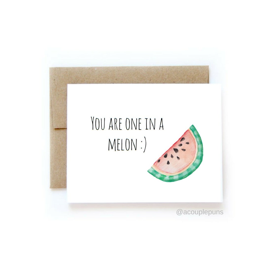 One in A Melon | Valentine's Day Card, Watermelon Valentine's Day Card ...