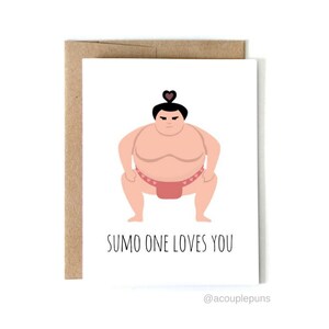 Cartão de Dia dos Namorados Sumo One Loves You | Cartão de trocadilho engraçado de lutador de sumô para namorado, namorada, marido ou esposa