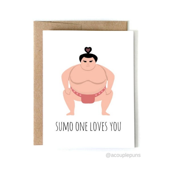 Sumo, Funny Valentine, Valentine Card, Punny Valentine, Cute Valentine, Card for Girlfriend, Card for Boyfriend, Sumo Wrestler, Funny Sumo