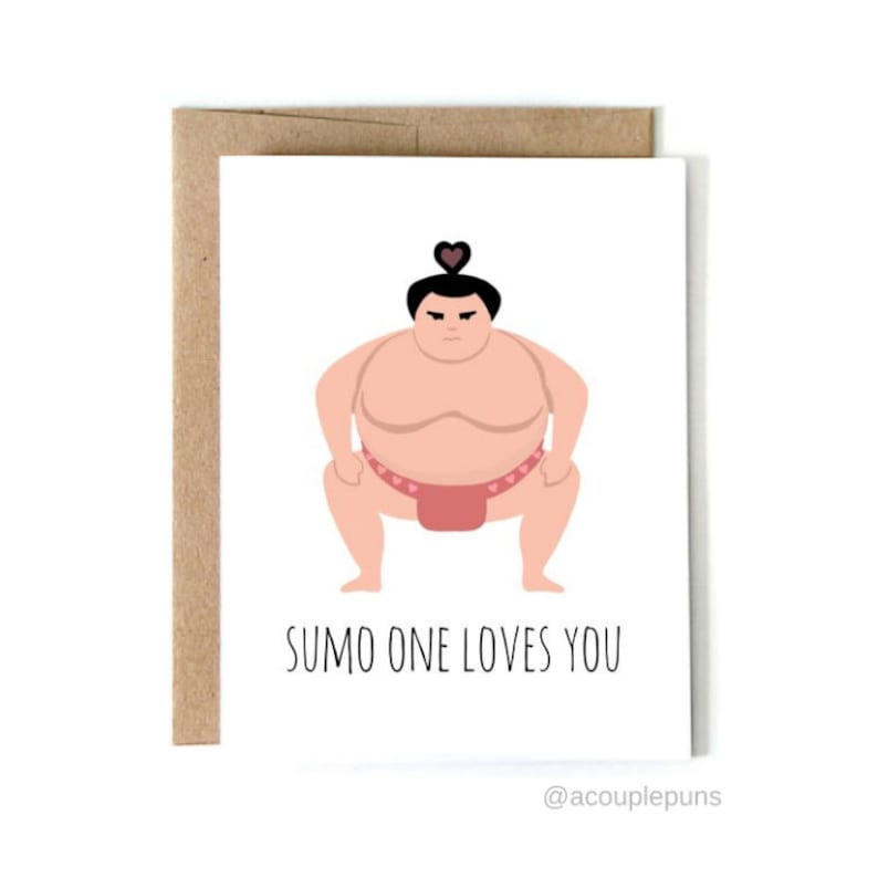 Sumo, Funny Valentine, Valentine Card, Punny Valentine, Cute Valentine, Card for Girlfriend, Card for Boyfriend, Sumo Wrestler, Funny Sumo image 1