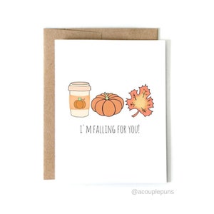 Falling for you | Halloween Card, PSL Greeting Card, Fall Greeting Cards, Pumpkin Spice Card