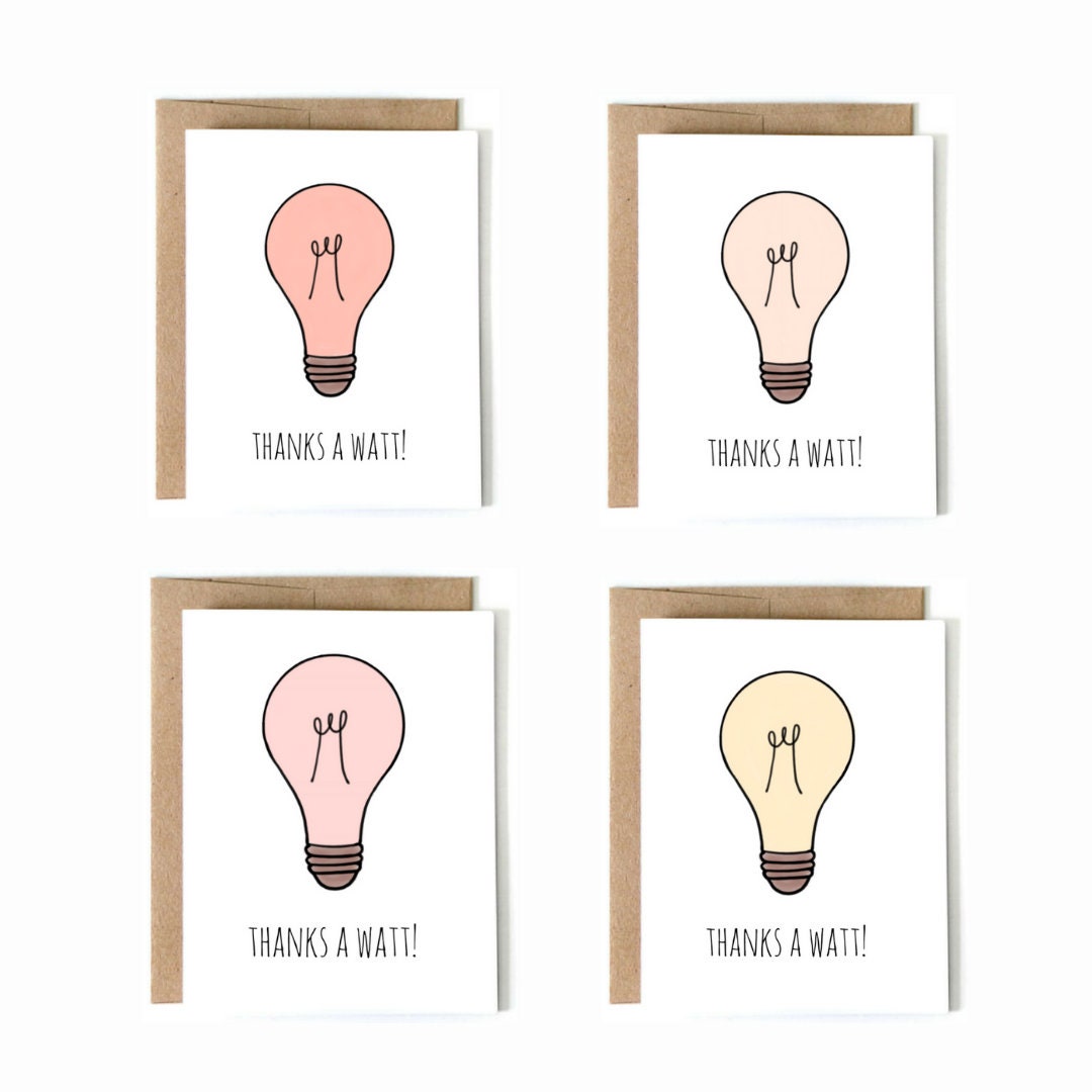 Pack Thanks A Watt// Thank You Card Pack Funny Thank You - Etsy