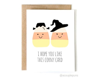 Corny Halloween// Halloween Card, Funny Candy Corn, Funny Halloween Card, CandyCorn Puns