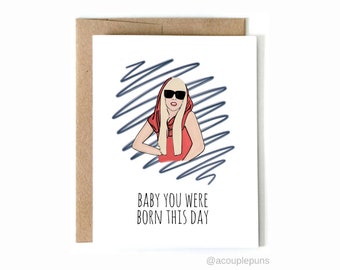 Born This Day // Happy Birthday Card, Funny Birthday Card, Lady Gaga Birthday Card, Lady Gaga Card, lady Gaga