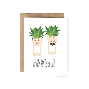 Cartão de casamento plantastic casal l planta, cartão de casamento, cartão de casamento divertido, cartão de casamento, cartão de noivado, cartão de casamento bonito, cartão de anel