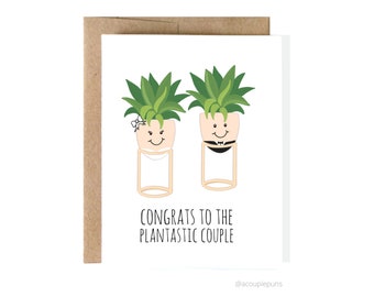 Plantastic Couple l Plant Wedding Card, Wedding Card, Fun Wedding Card, Wedding Card, Engagement Card, Cute Wedding Card, Ring Card