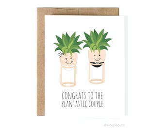 Carte de mariage plantastic couple l plante, carte de mariage, carte de mariage amusant, carte de mariage, carte de fiançailles, carte de mariage mignon, carte d’anneau