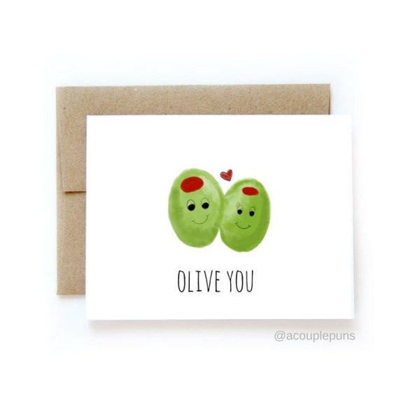 Punny Card Funny Valentines Day Card Olive You Card Valentines Day Olive You//Valentines Day Card Olive You Gifts