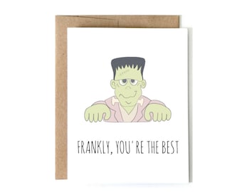 Frankenstein Card  | Halloween Card, Funny Halloween Card, Halloween Wine Card, Halloween Card for Friend
