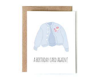 Birthday Card Again // Birthday Card, Funny Birthday Card, Punny Birthday Card, Cute Birthday Card, Birthday Gift