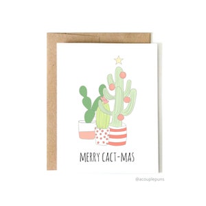 Cactus Kerst | Kerst plantenkaart, cactus kerstkaart, plant minnaar kerstkaart