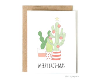 Cactus Christmas | Christmas Plant Card, Cactus Christmas Card, Plant Lover Christmas Card