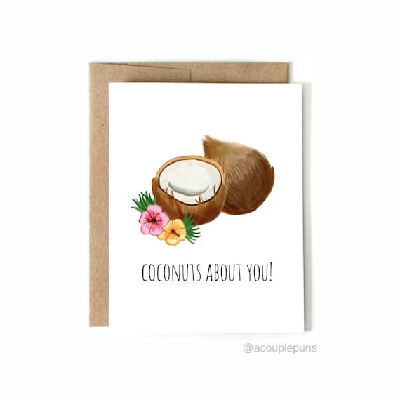 photo Cute Coconut Puns coconuts about you punny card card for friend card for etsy