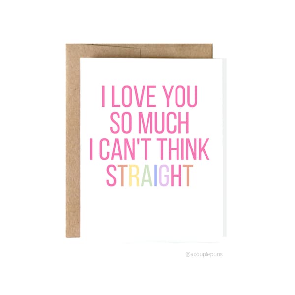 DIGITAL DOWNLOAD - Think Straight | Gay Valentine's Day Card, Lesbian Valentine's Day Card, Funny Valentine's Day Card, LGBTQ Valentine