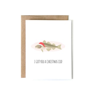 Cartão de Natal de Natal Bacalhau l Peixe, Cartão de Natal para o Pai, Cartão de Natal para o Marido, Cartão de Natal