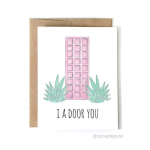 Rosa, Tür, Valentinstag, Valentinstag-Karte, Funny Valentine-Karte, Karte zum Valentinstag, Valentinstag Geschenk für ihn, netten Valentinstag-Karte
