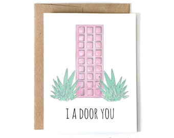 Pink Door, Valentine's, Valentines Card, Funny Valentine Card, Valentine's Day Card, Valentine's Gift for him, Cute Valentine Card
