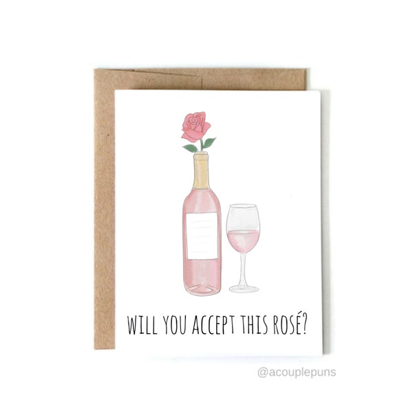 Accept This Rose?  // Valentine's Day Card, The Bachelor Valentine's Day Card, Bachelor Valentine, Rose Valentine, Wine valentine