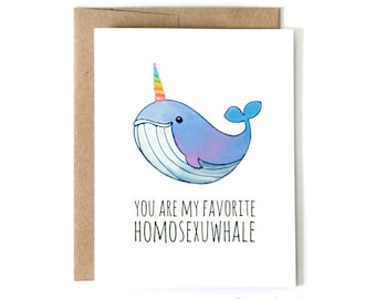 Homosexuwhale | Gay Valentine's Day Card, Lesbian Valentine's Day Card, Funny Valentine's Day Card, LGBTQ Valentine