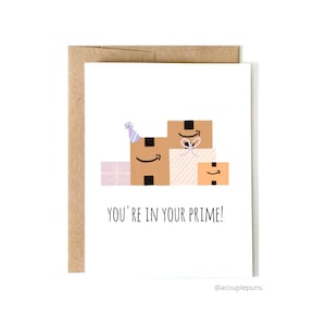 Aniversário da Amazon // Cartão de aniversário, Cartão Amazon Prime, Cartão de aniversário engraçado, Cartão de aniversário Punny, Cartão de aniversário fofo, Presente de aniversário
