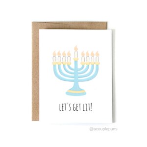 Let’s Get Lit l Hanukkah Card, Funny Hanukkah Card