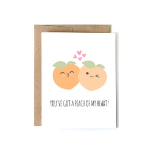 Peach Of My Heart/ carte pour ami, carte drôle, carte pour elle, carte pour lui, carte Saint-Valentin