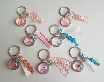 Porte-clés cabochon vintage love