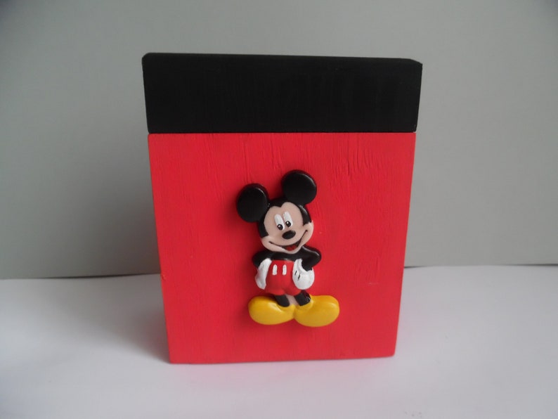 polymer clay mickey decor wooden money box image 1