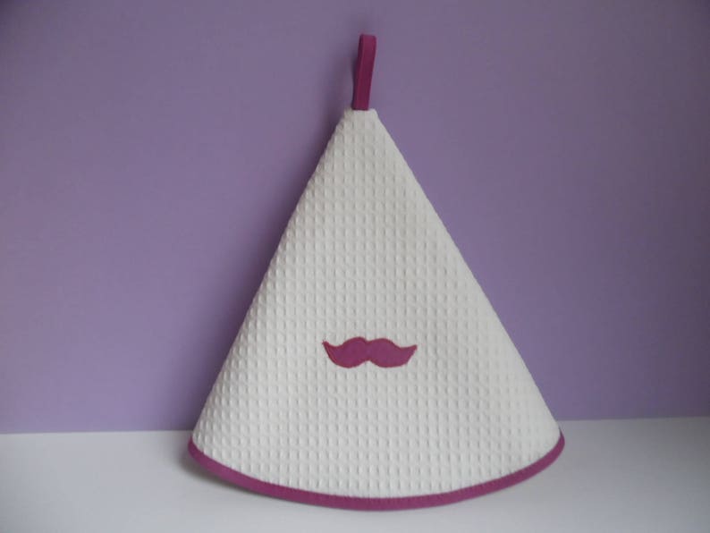 Serviette invité /essuie mains moustache violine grand modele image 1