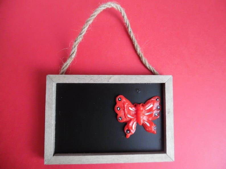 Slate Butterfly door plate Red image 2