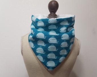 Bavoir bandana anti bavouille 0/3mois garçon baleine