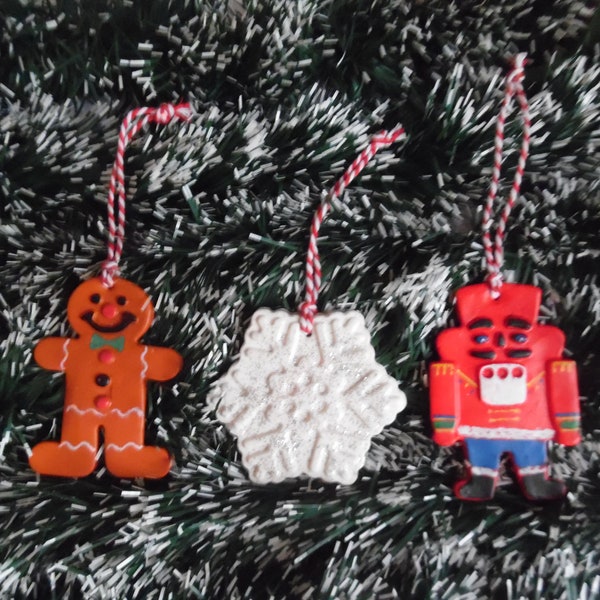 lot de 3 décorations de noël à suspendre en fimo