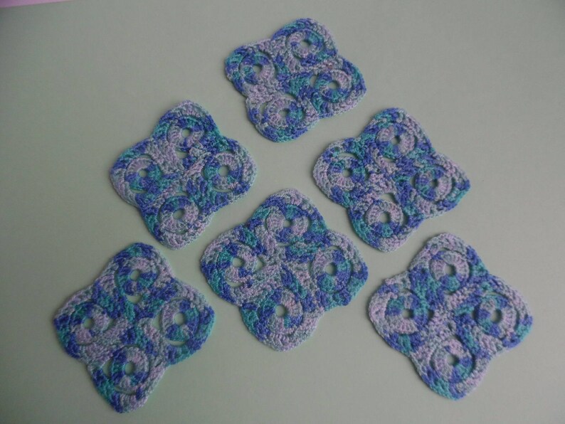 Napperons, dessous de verre bleu crochet image 2