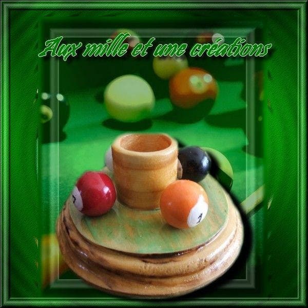 Bougeoirs Boules de Billard' en Bois Pin Blanc