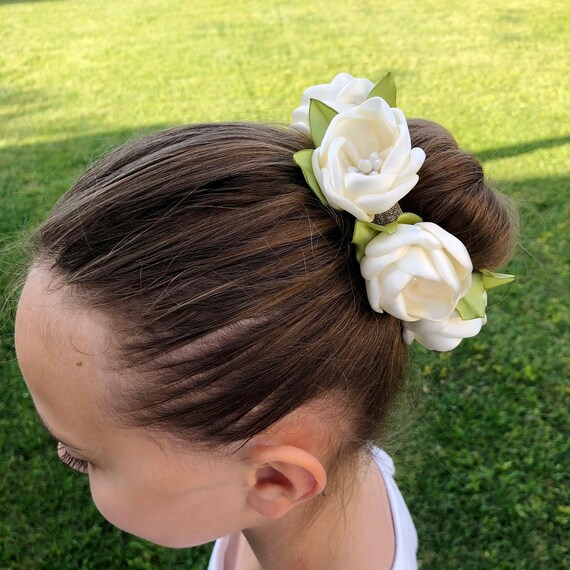 Ivory Flowers Hair Bun Wrap Bridal Hair Bun Ballet Bun Wrap Etsy