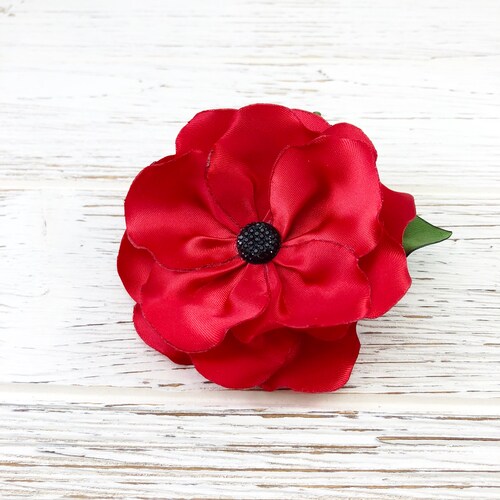 Poppy Flower Brooch Pin and Clip Hair Etsy