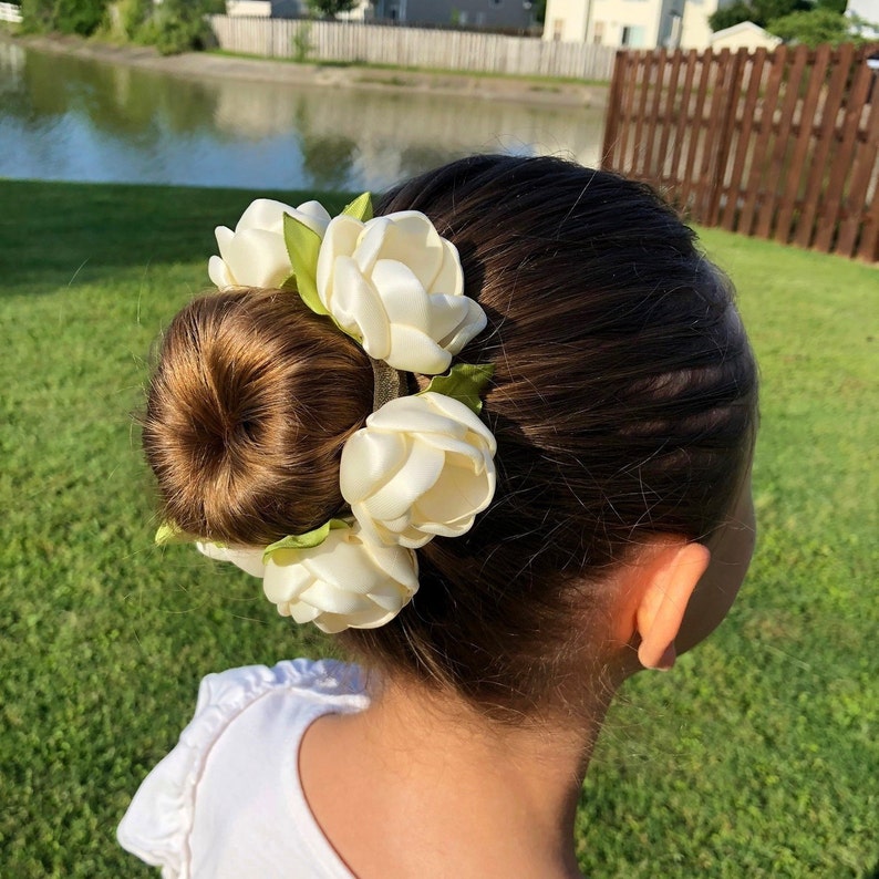 Ivory Flowers Hair Bun Wrap Bridal Hair Bun Ballet Bun Wrap. Etsy