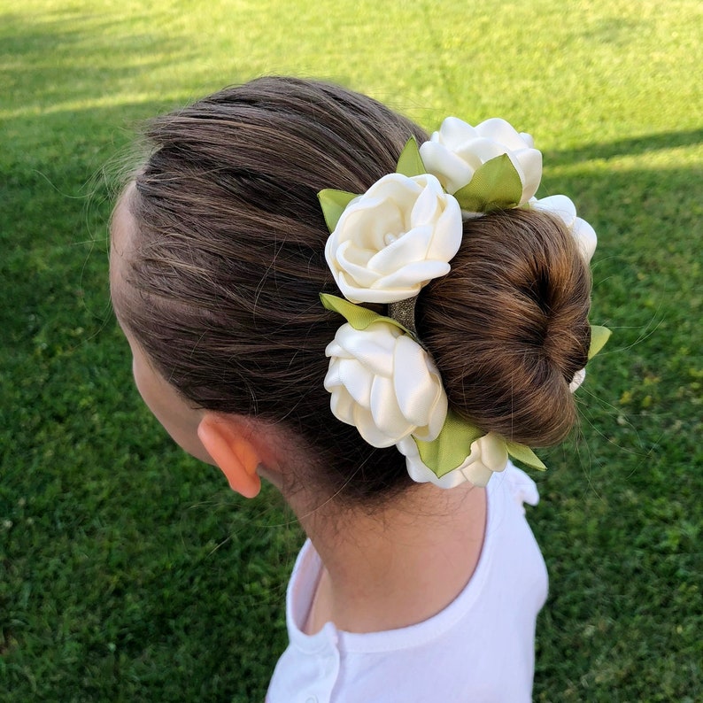Ivory Flowers Hair Bun Wrap Bridal Hair Bun Ballet Bun Wrap. Etsy