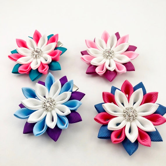 Kanzashi Flowers Hair Clip Toddler Hair Clip Flower For Etsy