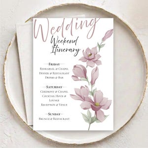 Boho Itinerary Template: Floral Event Scheduling Flyer (5x7) (Digital Download, Editable in Canva)