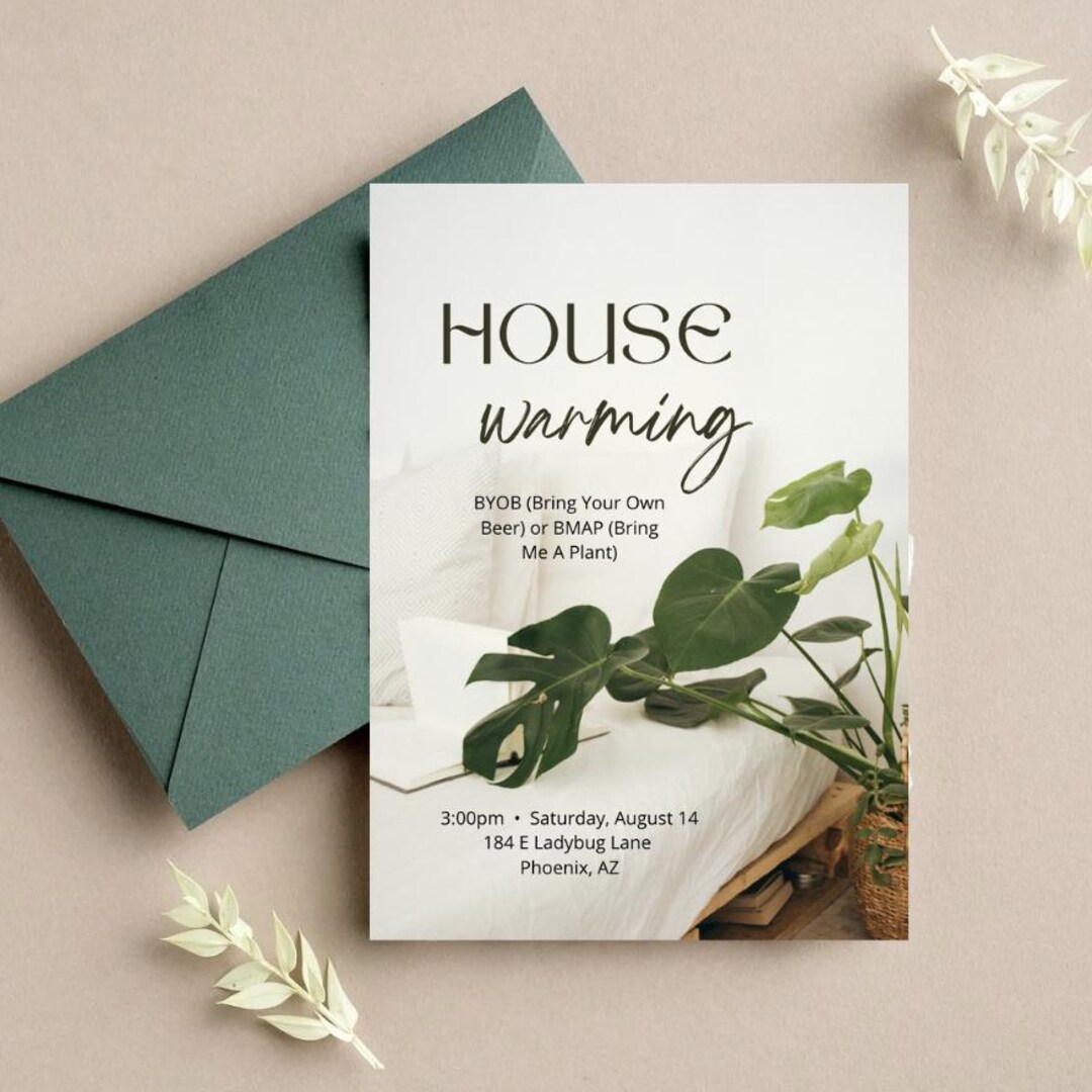 Boho Housewarming Invitation Template: Printable Plant Party Invite ...