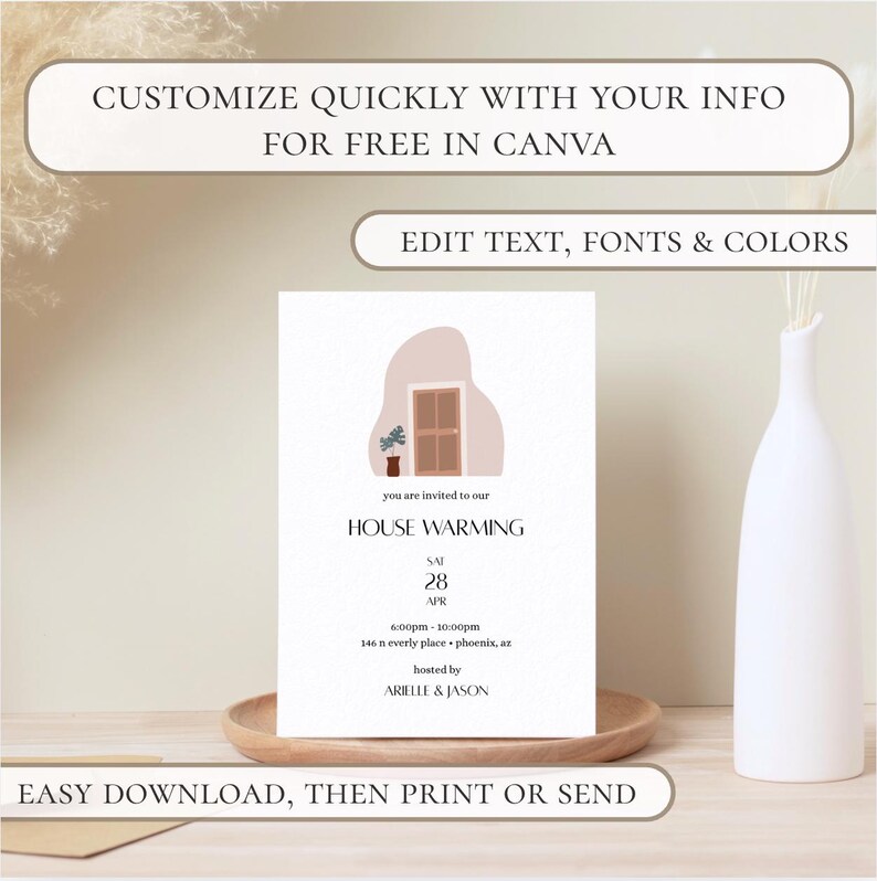 Boho Housewarming Invitation Template: Watercolor Home Party Invite ...